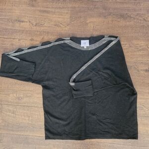 Liv Milano black rhinestone detail long sleeve sweater Size L #bling #rhinestone